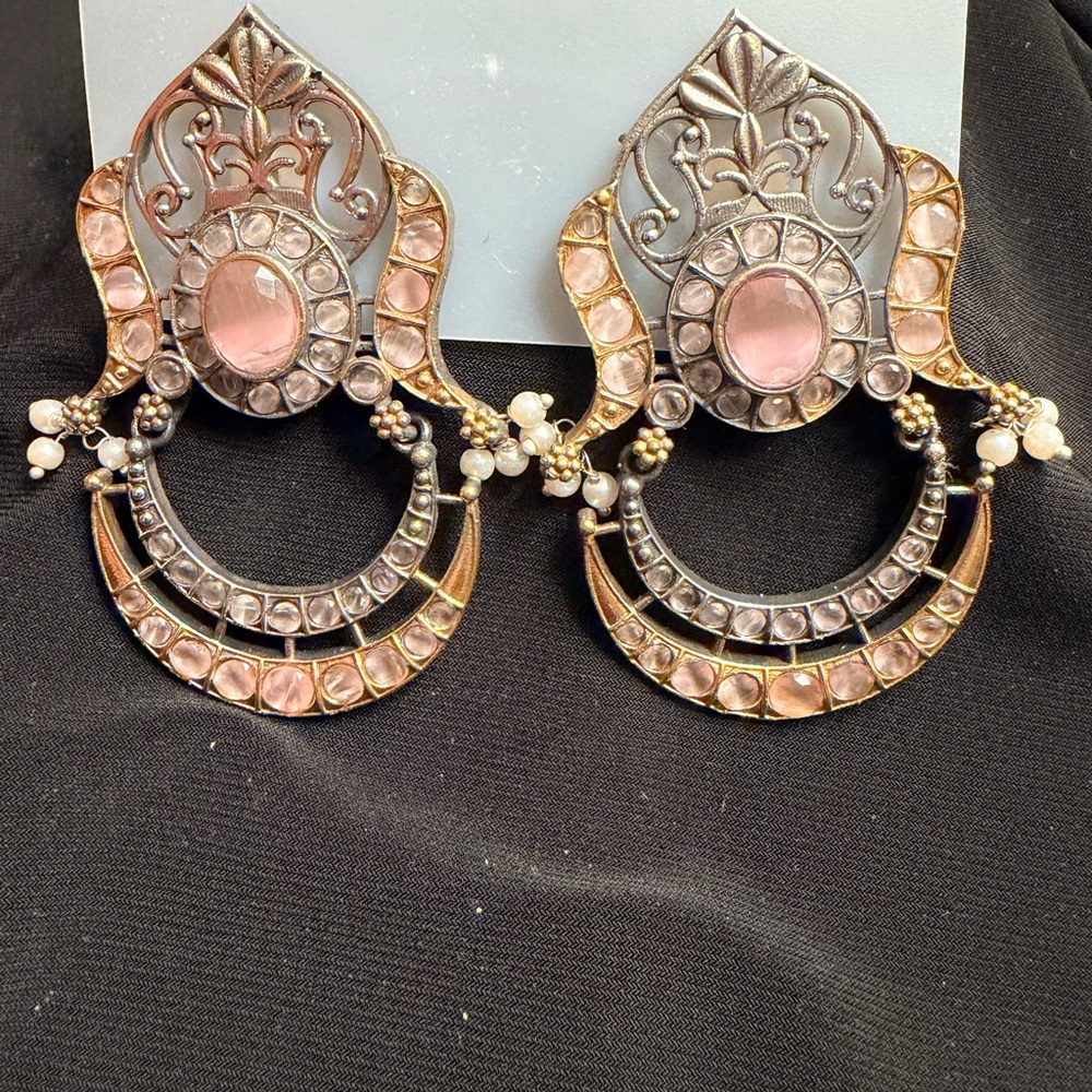 Pakistani Indian Desi outfit- Gold Statement Earrings